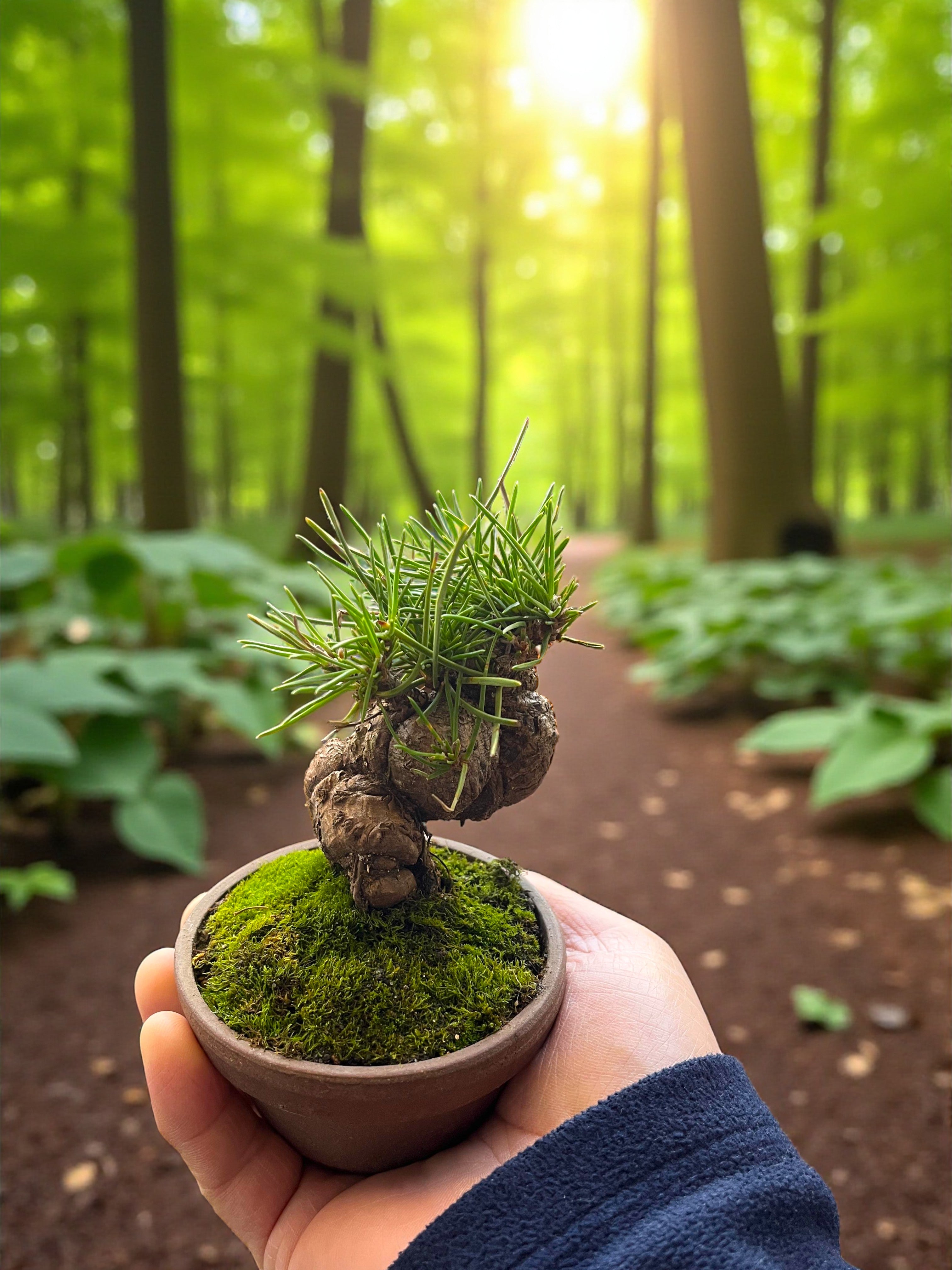 Hand-Cultivated Japanese Black Pine Bonsai with Sculptural Ball-Shaped Trunk