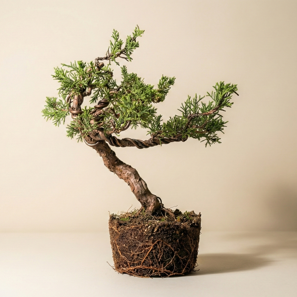 Wired Shimpaku Juniper Bonsai Tree - Artistic Twisted Trunk Juniperus chinensis,Hand-Styled Artistic Juniper Bonsai,Live Mini Bonsai