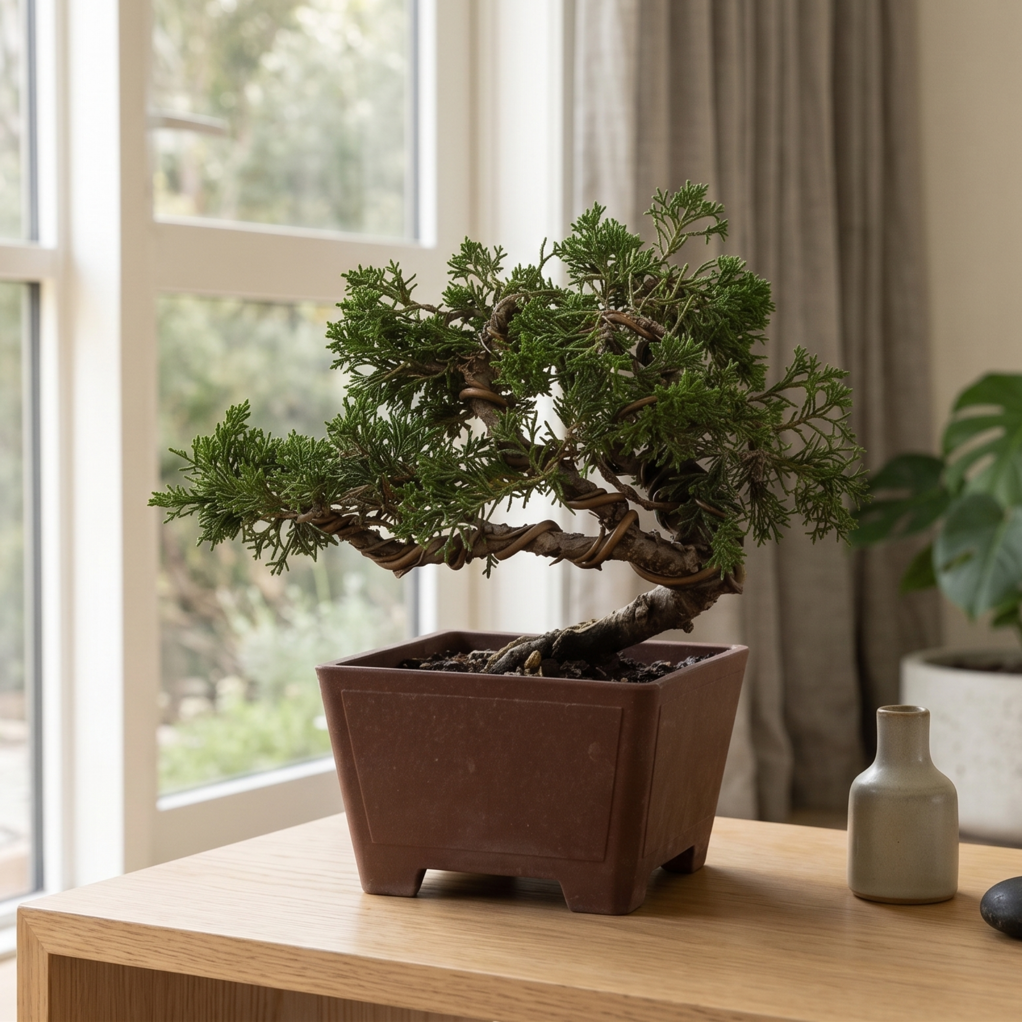 Wired Shimpaku Juniper Bonsai Tree - Hand-Styled Artistic Twisted Trunk