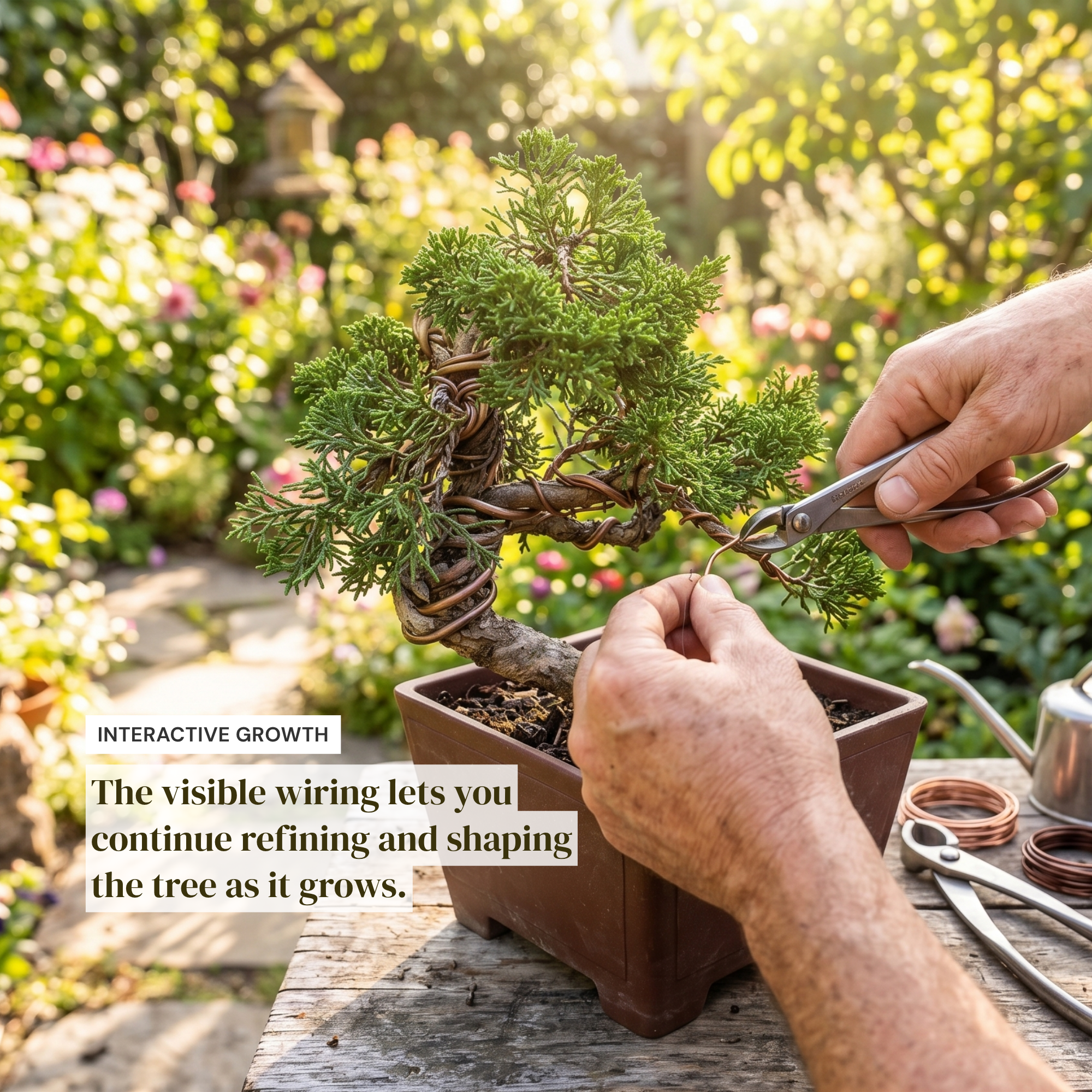 Wired Shimpaku Juniper Bonsai Tree - Hand-Styled Artistic Twisted Trunk