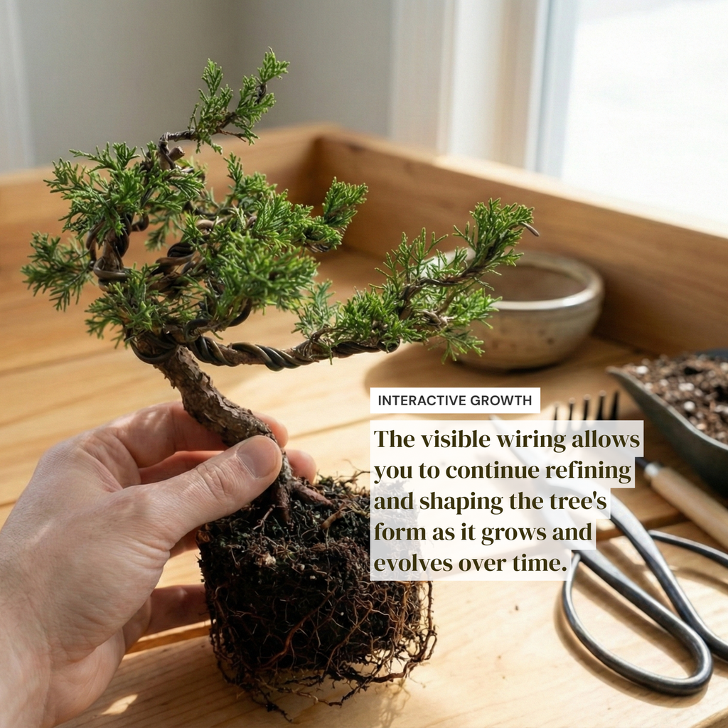 Wired Shimpaku Juniper Bonsai Tree - Artistic Twisted Trunk Juniperus chinensis,Hand-Styled Artistic Juniper Bonsai,Live Mini Bonsai