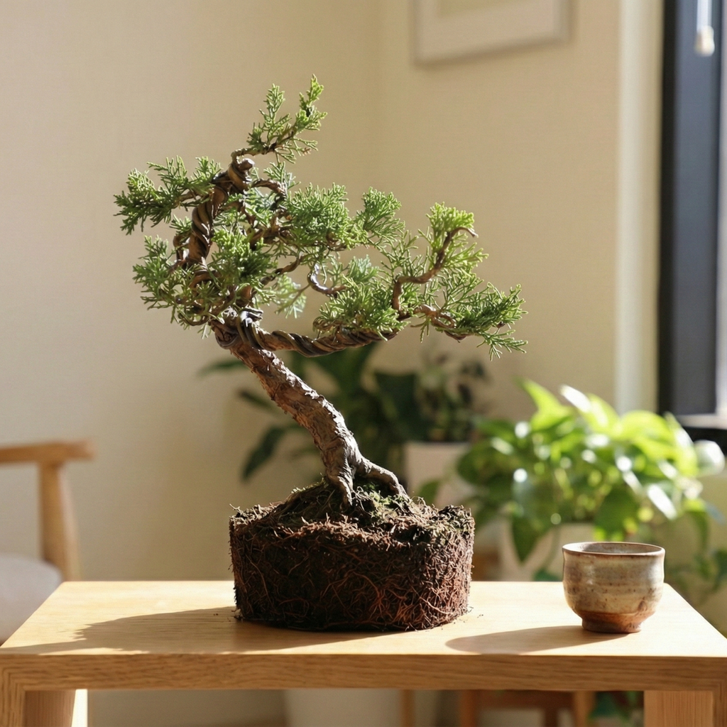 Wired Shimpaku Juniper Bonsai Tree - Artistic Twisted Trunk Juniperus chinensis,Hand-Styled Artistic Juniper Bonsai,Live Mini Bonsai